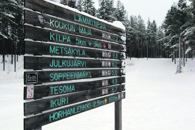 Lamminpään retkeilymajalta lähtee useita erilaisia hiihtolenkkejä. Esimerkiksi Metsäkylään on matkaa 9,8 kilometriä.