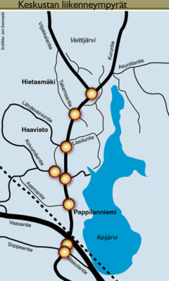 Ylöjärven kantakaupunki on pullollaan liikenneympyröitä. Ne tulevat tarpeeseen etenkin aamu- ja iltapäiväruuhkissa.