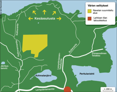 Harri Lahtisen ja maatalousyhtymä Kuortin uuden pihaton on tarkoitus kohota lähelle Lempiäniemen pohjoisosan tiheää kesäasutusta.