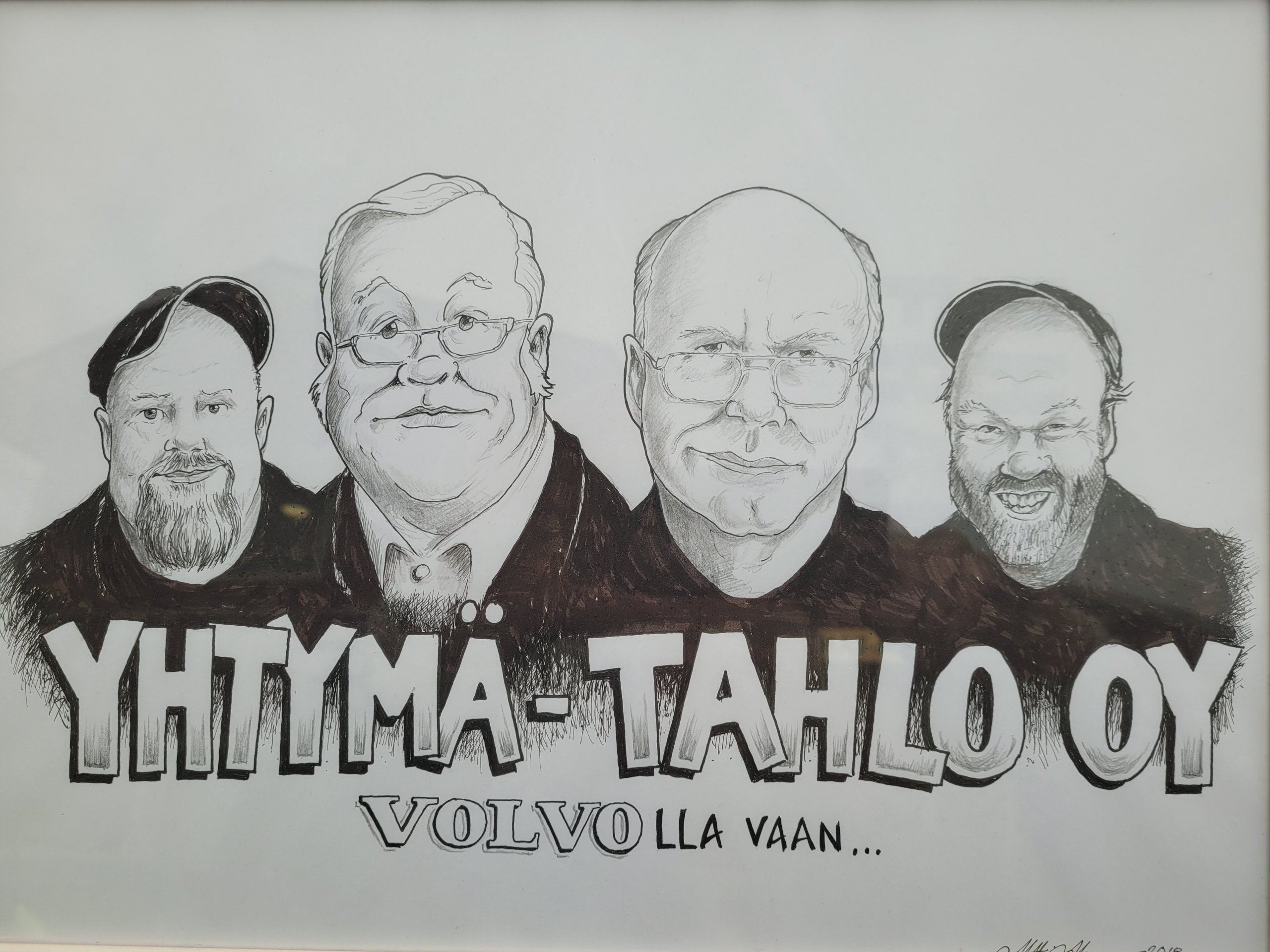 Jarmo ja Harri Tahlo ovat luoneet Yhtymä-Tahlo Oy:stä pirkanmaan kuulun perheyrityksen. Nyt 54 vuotta vanhaa yritystä johtavat Marko ja Tero Tahlo. (Piirros: Yhtymä-Tahlo Oy)