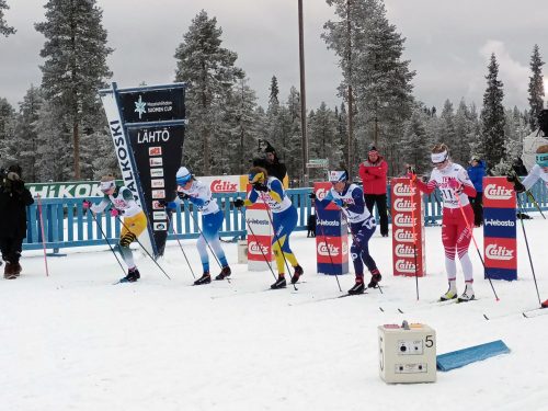 Elsa Torvinen Taivalkosken Suomen cupin 2022 sprintin alkuerässä. Kuva Jenni Torvinen.
